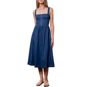 MOON RIVER Women's Denim Midi Dress Size XS In Blue